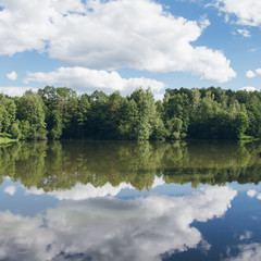 The picturesque lake in the summer