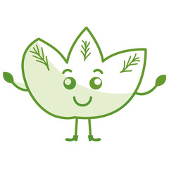 leafs plant ecology kawaii character vector illustration design