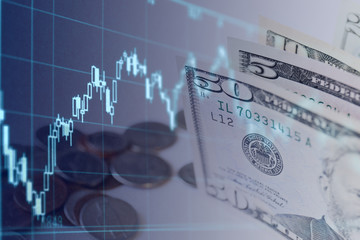 Money with chart can be used for financial concept