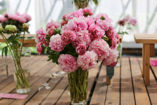 Beautiful pink peonies bouquet
