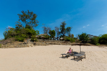 Tourist on Li Phi waterfall