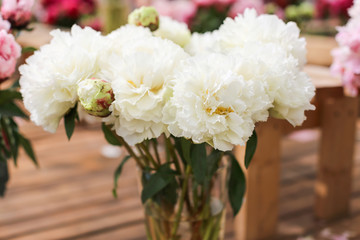 White peony bunch in a vase