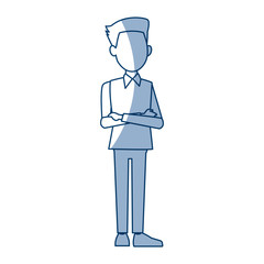 young businessman standing with folded arms vector illustration