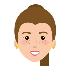 beautiful and young woman head character vector illustration design