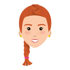 beautiful and young woman head character vector illustration design