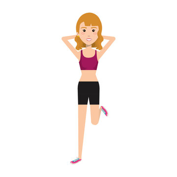 Woman doing aerobics with sport wear vector illustration design