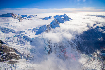 Fototapeta na wymiar Nice view of Grossglockner peak and glacier from KaiserFranz Josef Glacier National Park, in New Zealand in the Austrian Alps