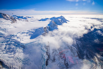 Fototapeta na wymiar Nice view of Grossglockner peak and glacier from KaiserFranz Josef Glacier National Park, in New Zealand in the Austrian Alps