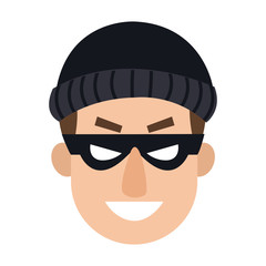 face hacker man character technology crime vector illustration