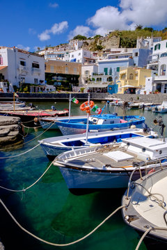 Fishing boats moored at Sant'Angelo, Ischia, Italy.