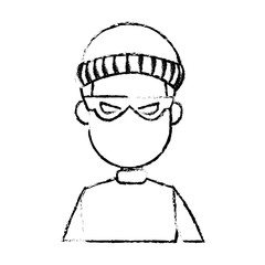 face hacker man character technology crime vector illustration