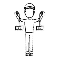 computer hacker man character system thief vector illustration