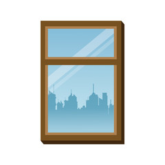 window frame glass urban building view vector illustration