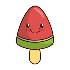 kawaii ice cream icon over white background colorful design vector illustration