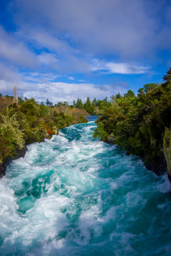 Powerful Huka Falls on the Waikato River near Taupo North Island New Zealand © Fotos 593