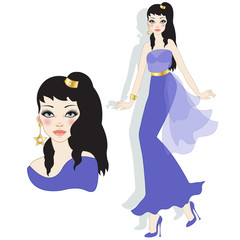 Fashion design - model in evening dress