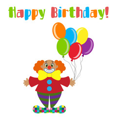 Obraz na płótnie Canvas Clown with text Happy Birthday!
