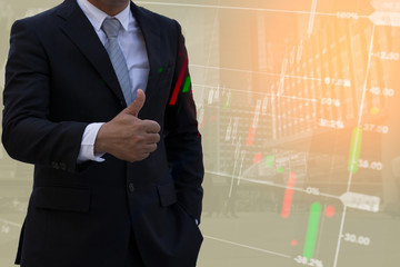 Double exposure business people . Stock markets financial or Investment strategy