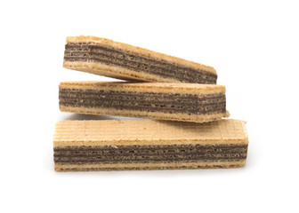 wafer chocolate dessert on white background