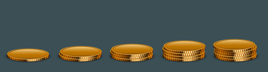 Vector modern money coins icon on sample background.