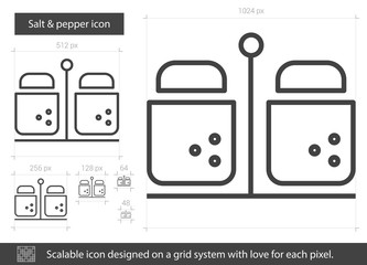 Salt and pepper vector line icon isolated on white background. Salt and pepper line icon for infographic, website or app. Scalable icon designed on a grid system.