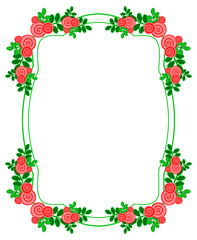 Color frame with decorative red roses. Copy space. Vector clip art.