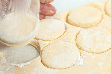 Butter Cookies Preparation : Round cut of cookie's dough