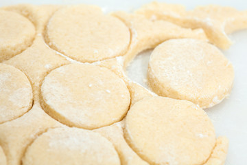 Butter Cookies Preparation : Round cut of cookie's dough
