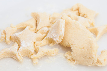 Fototapeta na wymiar Butter Cookies Preparation : Dough pieces left after cutting cookies