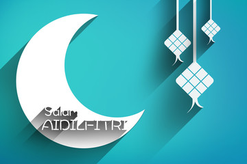 Selamat Hari Raya Aidilfitri greetings (Eid Mubarak greetings in Malay) with copy space