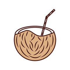 coconut tropical and exotic fruit vector illustration design