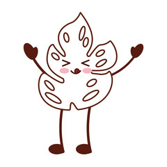 tropical leaf summer kawaii character vector illustration design