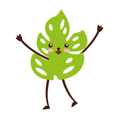 tropical leaf summer kawaii character vector illustration design