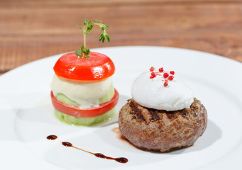 Dish with meat and eggs