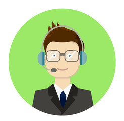 Vector call center boy operator