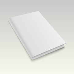 Blank book cover isolated on white background. Vector mock up illustration