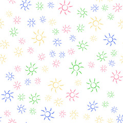 Abstract seamless background with colorful suns. Vector 