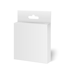 Blank vertical paper box packaging for sandwich, food, gift or other products with plastic window. Vector illustration.