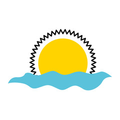 summer sun with sea isolated icon vector illustration design