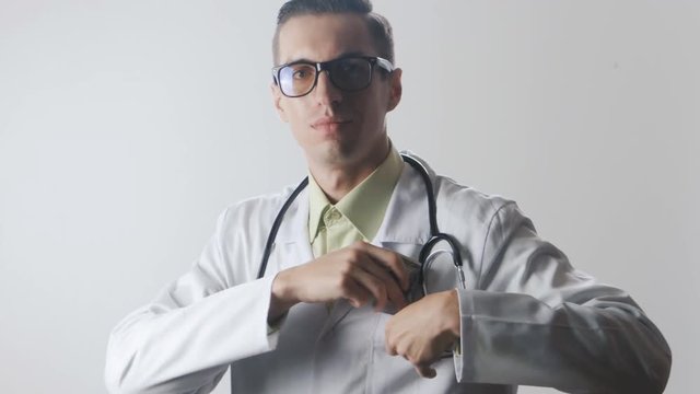 Doctor counts the money. A bribe to a medical worker. Expensive medicine.