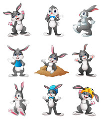 Cute Bunnies cartoon set