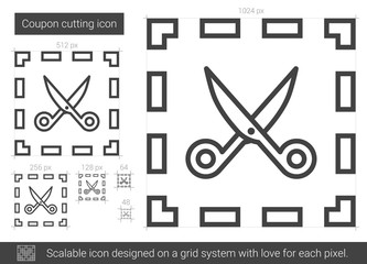 Coupon cutting line icon.