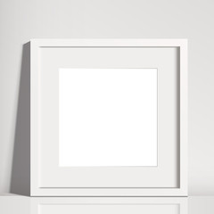 Realistic White Square Matted Picture Frame Mockup
