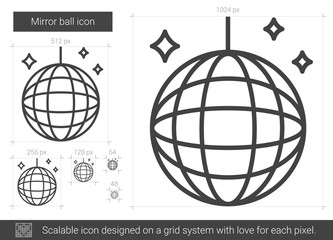 Mirror ball line icon.