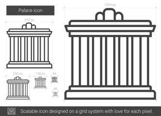 Palace vector line icon isolated on white background. Palace line icon for infographic, website or app. Scalable icon designed on a grid system.