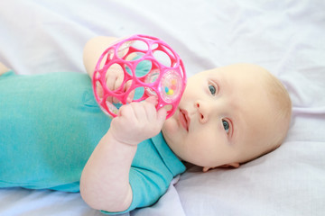 indoor portrait of caucasian baby boy at home