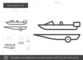 Boat trailer line icon.
