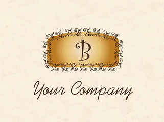 Vintage B Letter Logo Design On Old Paper