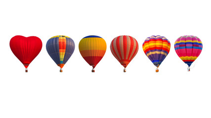 Fototapeta premium Group hot air balloons isolated on white background