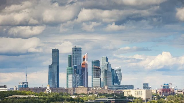 Timelapse of Moscow city at summer day